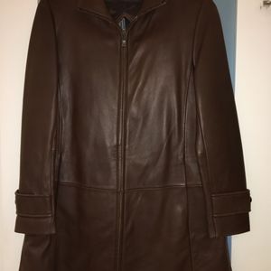 Warm Brown Leather Coat